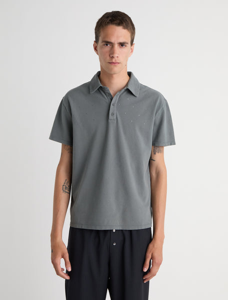 STRIP-Short-sleeve piqué polo with strass detailing on the upper
