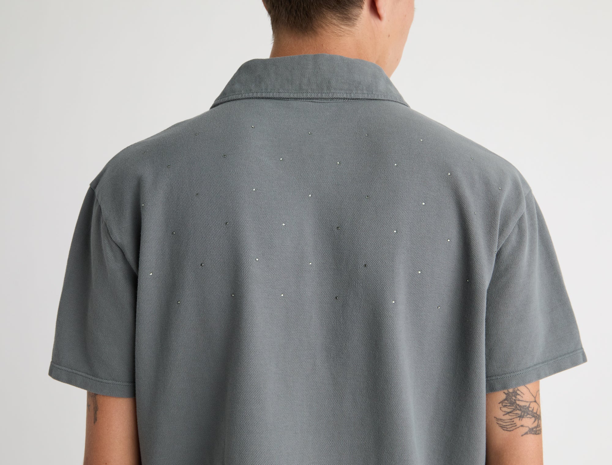 STRIP-Short-sleeve piqué polo with strass detailing on the upper