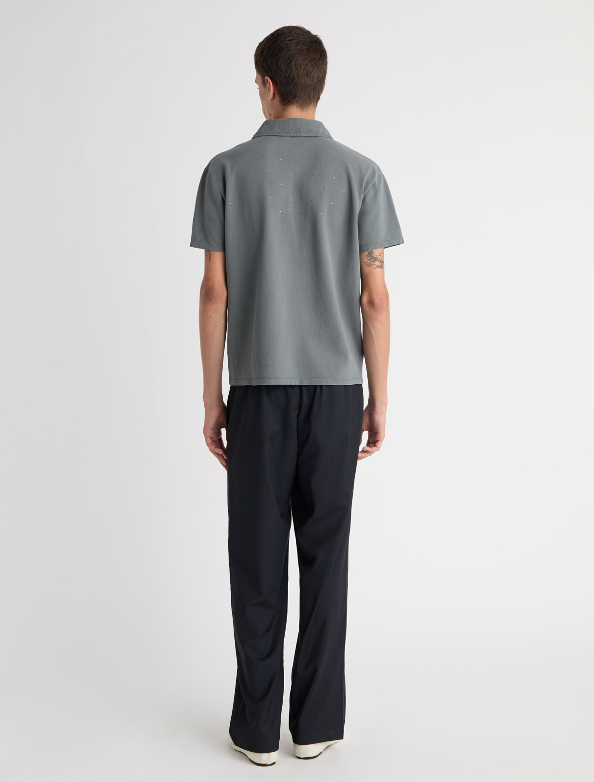 STRIP-Short-sleeve piqué polo with strass detailing on the upper