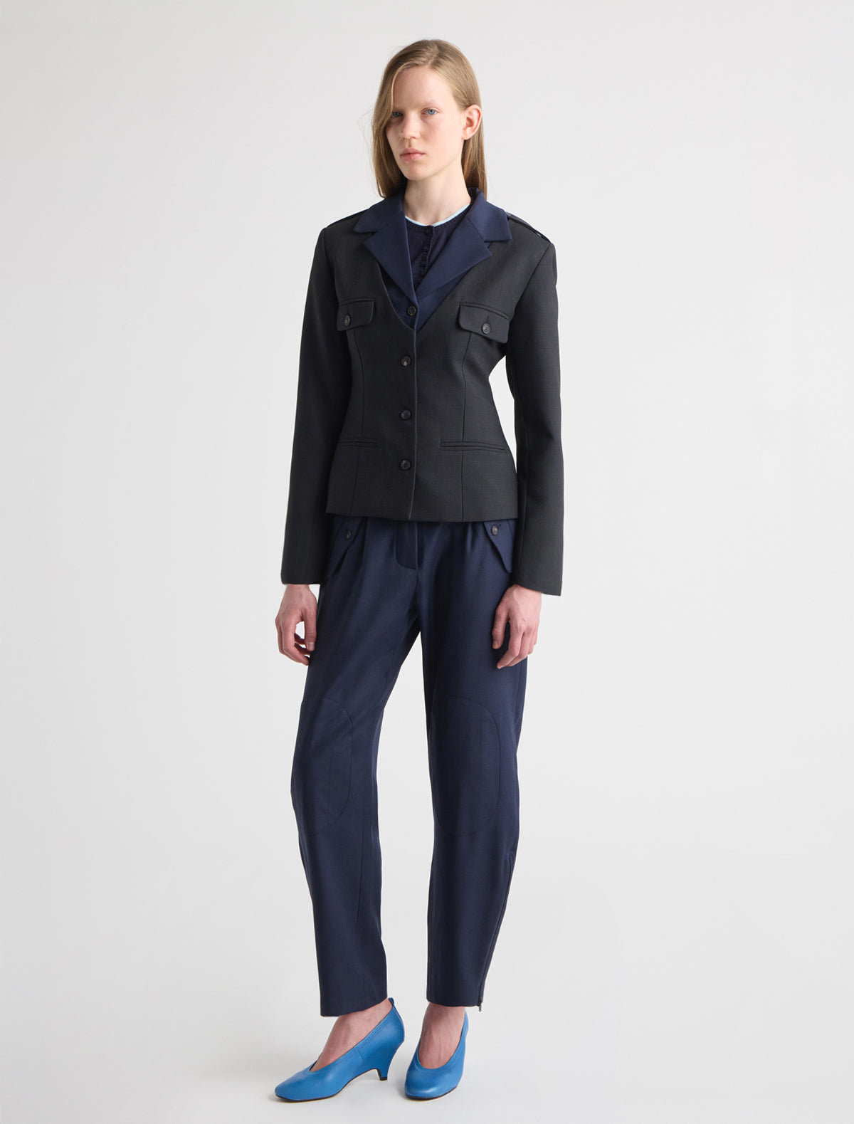 Suavin two tone blazer layered two piece effect grey