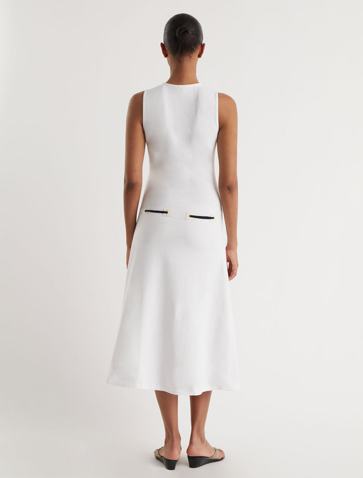 Suni dress fabric patch details hips eyelets white 2