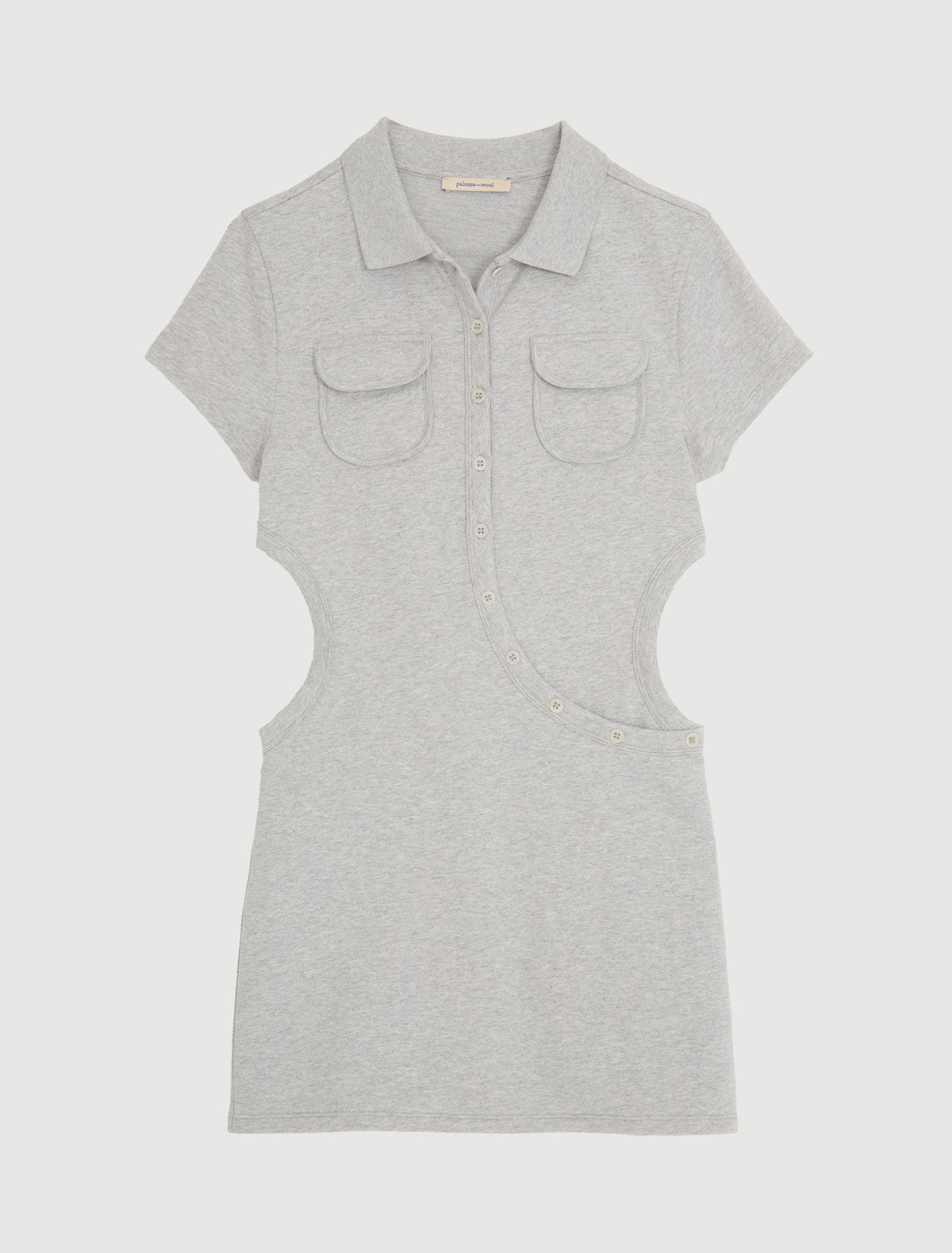 SUSANA-Short-sleeved dress with a polo collar and an open – paloma