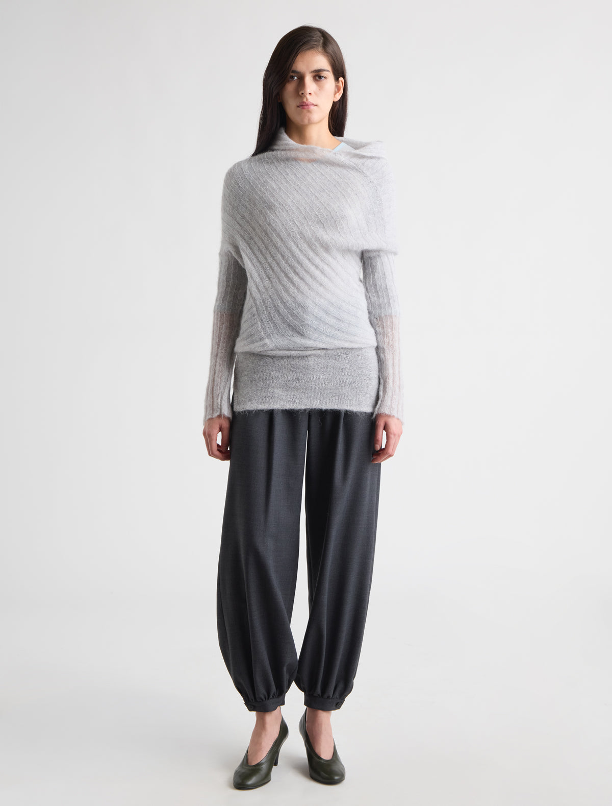 Sutil asymmetric sweater flounce lightgrey