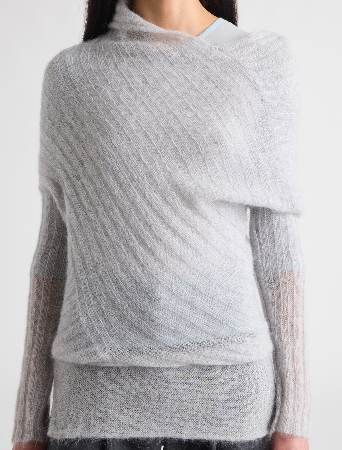 Sutil asymmetric sweater flounce lightgrey