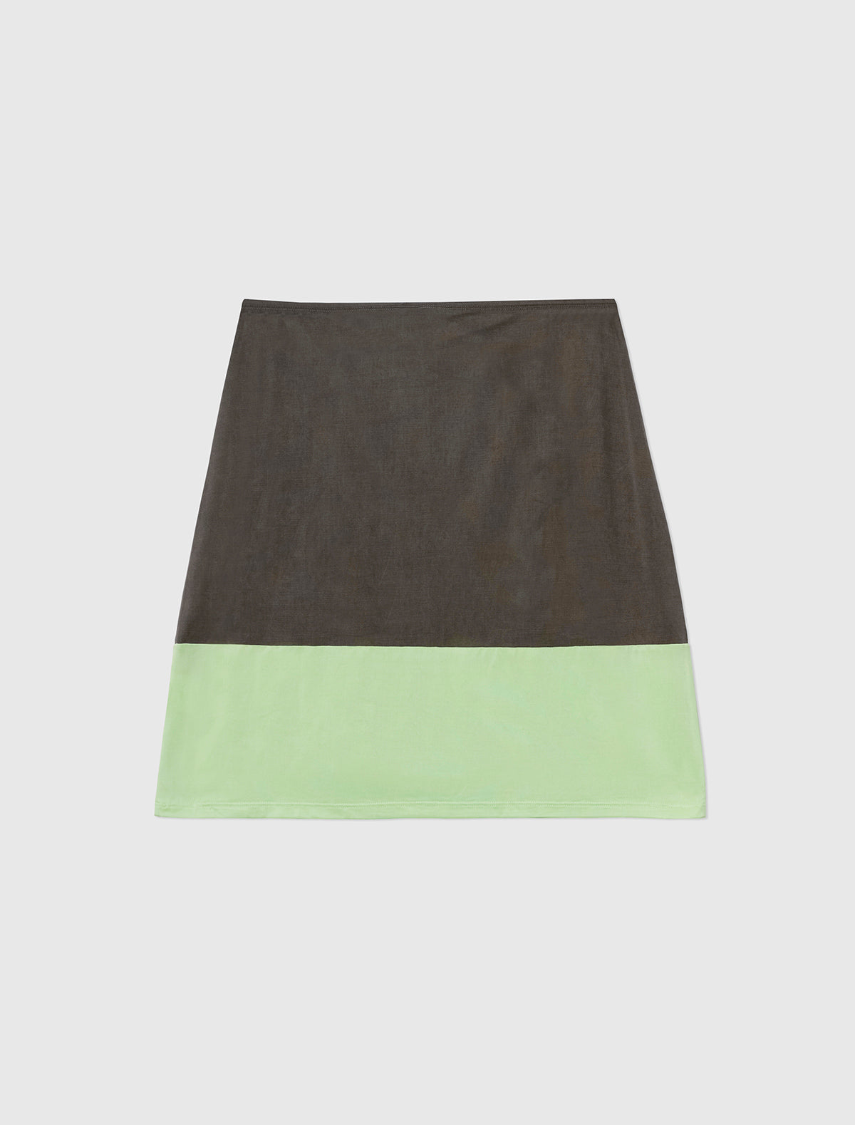 Mika cupro pencil skirt contrasting panel bottom khaki