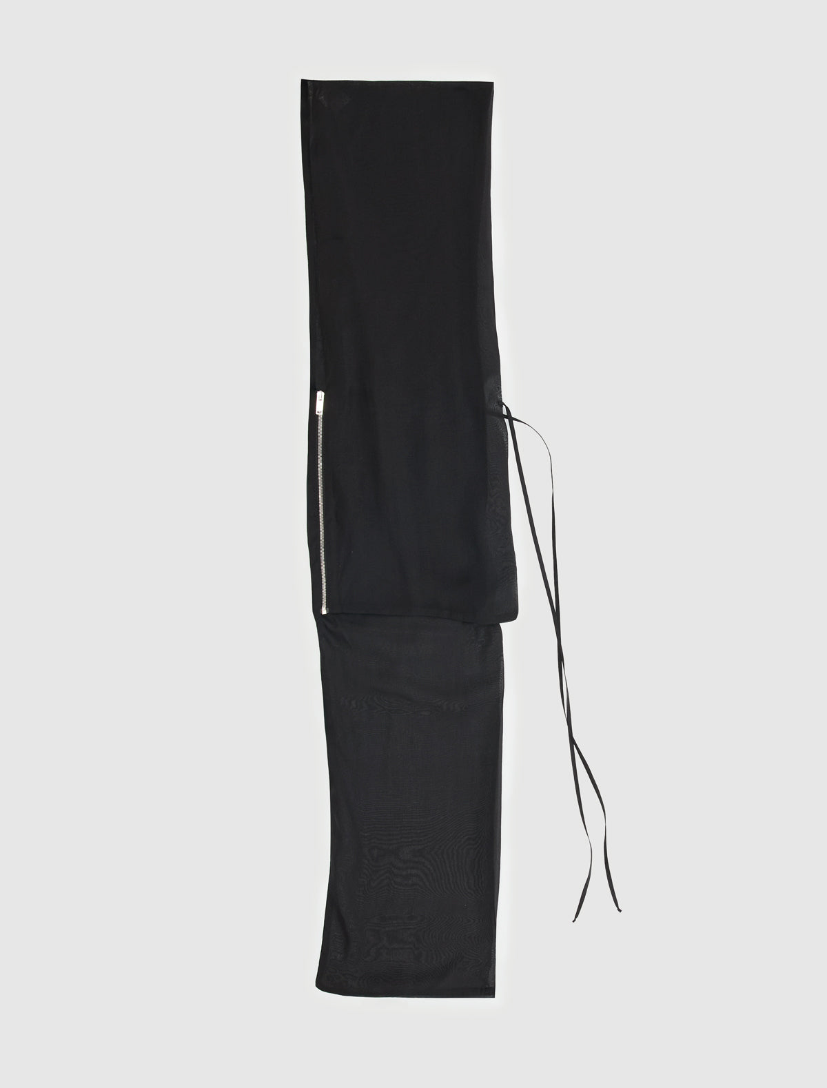 Jinno silk top double slider front zip closure black
