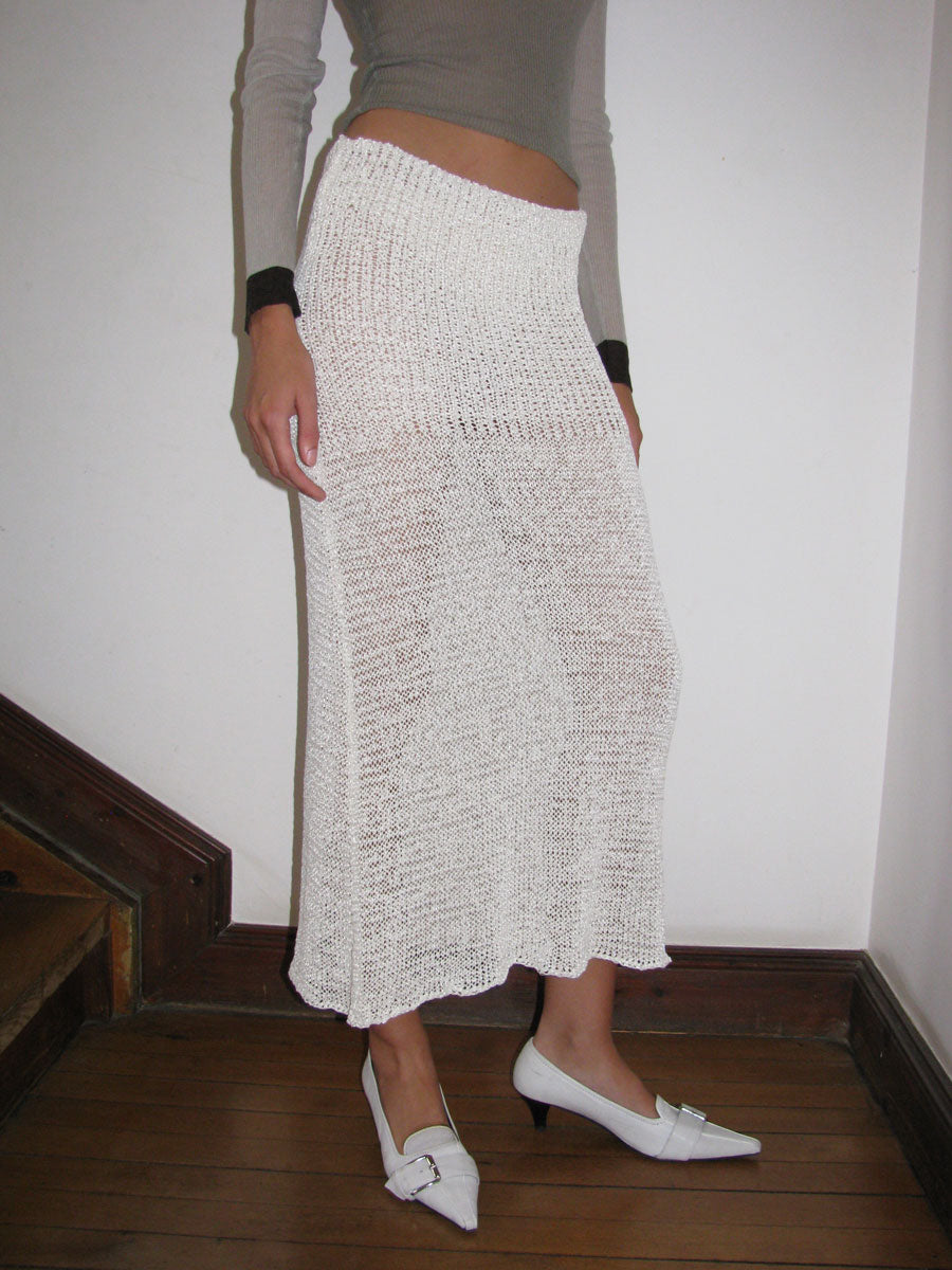 TACU-Shiny knitted long skirt