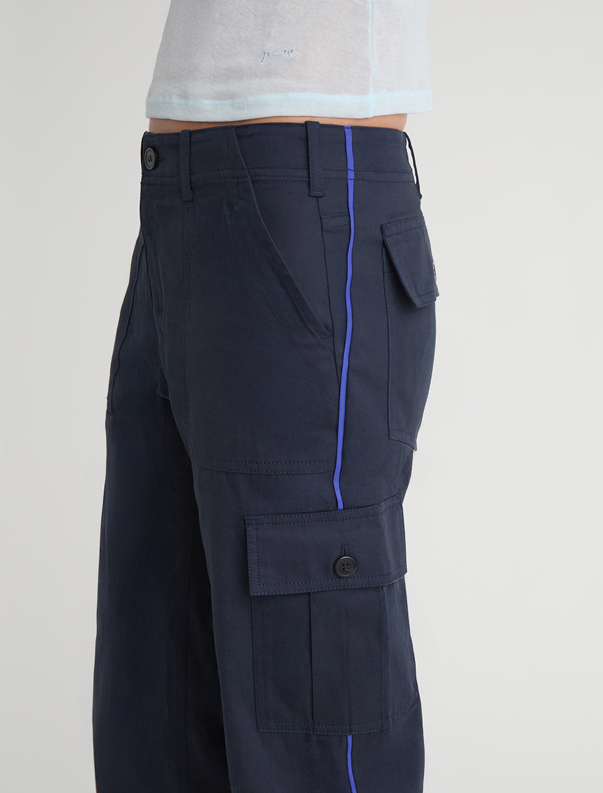 Telefoni twill pants side pockets contrast piping