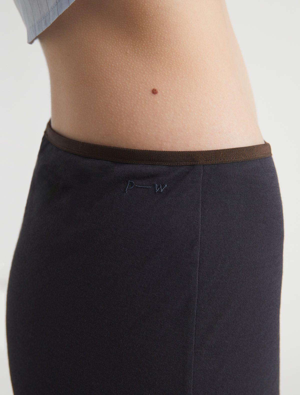 Tina mini skirt contrast ribbon trim detail waistband darkgrey