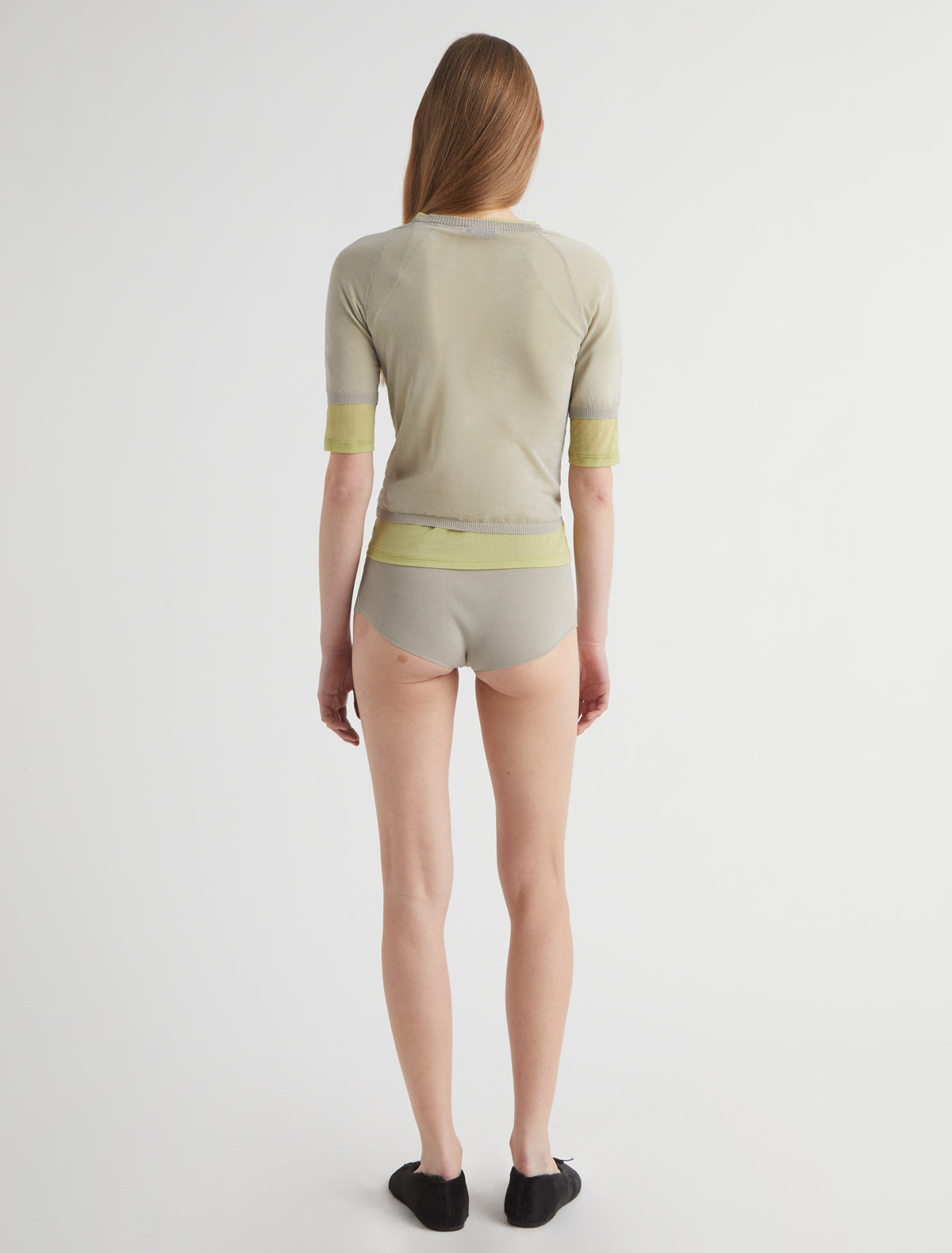 PATINELA-Beige short-sleeve knit cardigan with front button