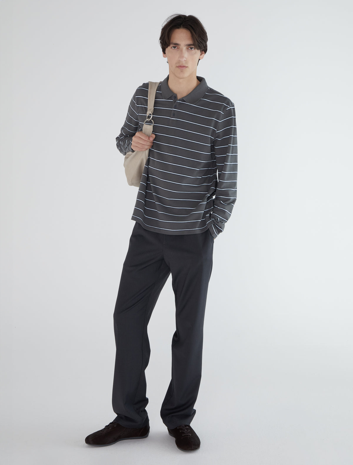 Gales suit trousers constrast waistband darkgrey
