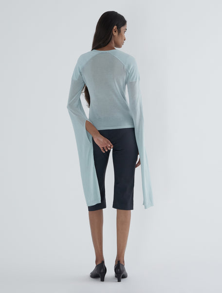 MERCURI-Blue round-neck top with extra-long sleeves – paloma wool