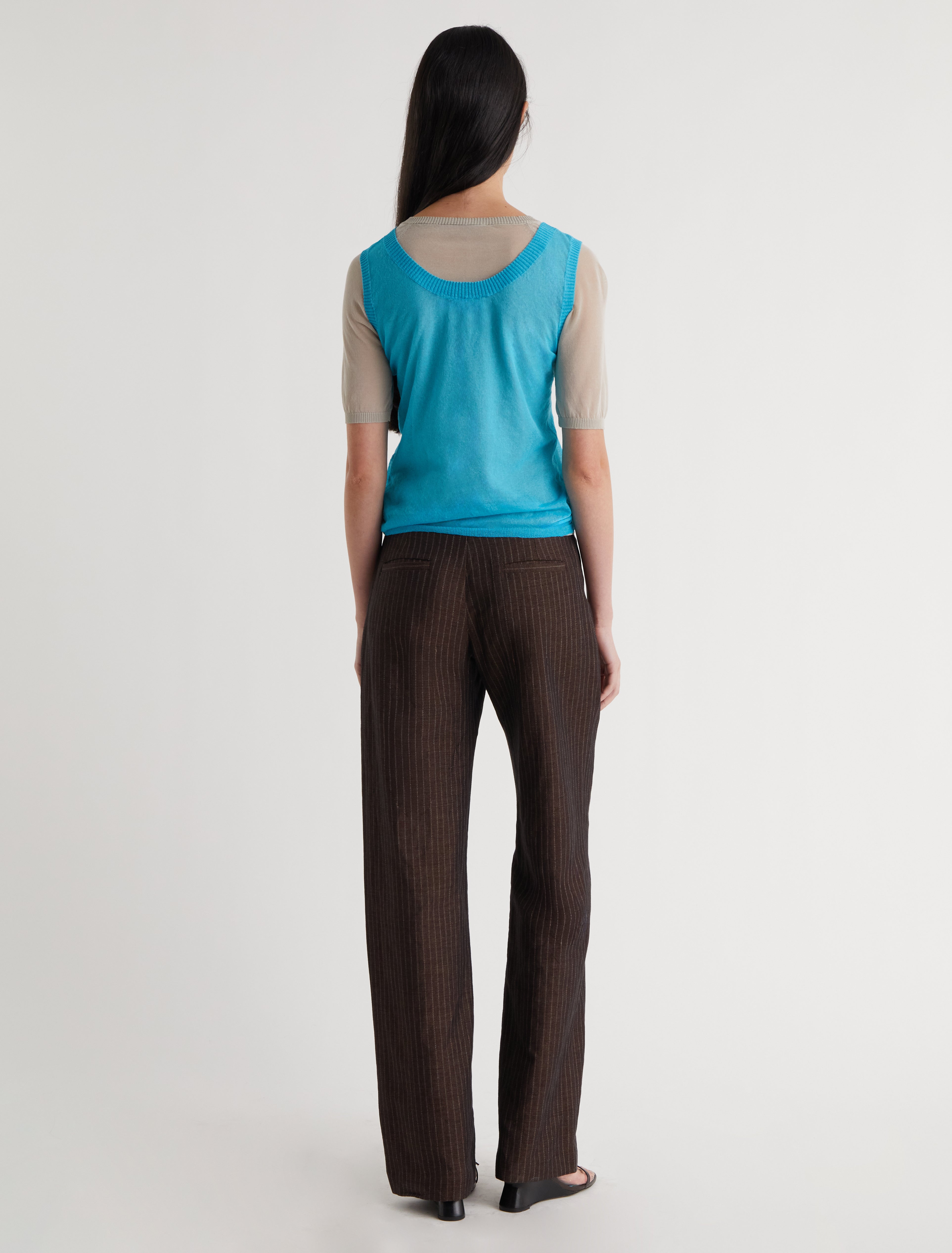NOLO-Brown striped pants made from a cotton-linen blend – paloma wool