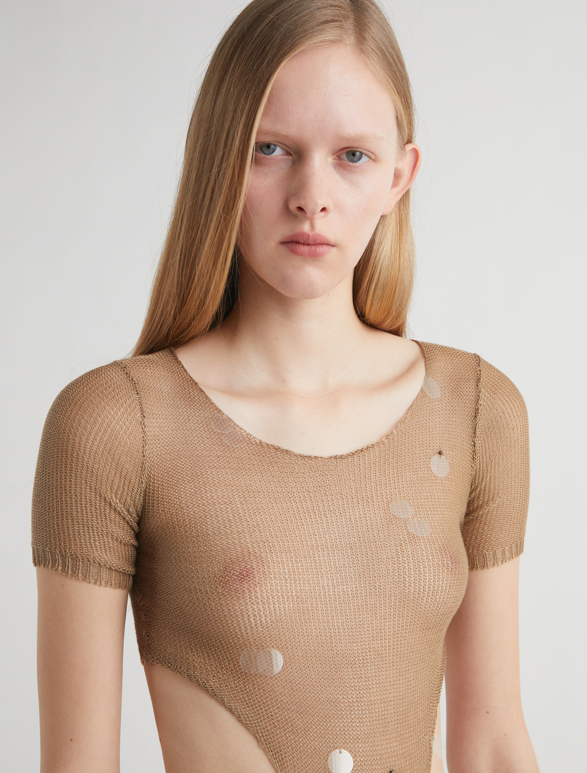 Emeline long triquini style dress short sleeves gradient sequin design