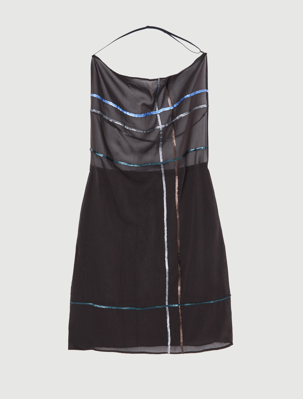 Senda dress sequin embroidery fringe detail hem brown