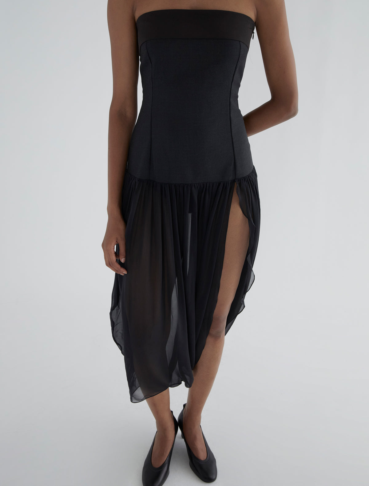 Mila dress tailored fabric body silk skirt