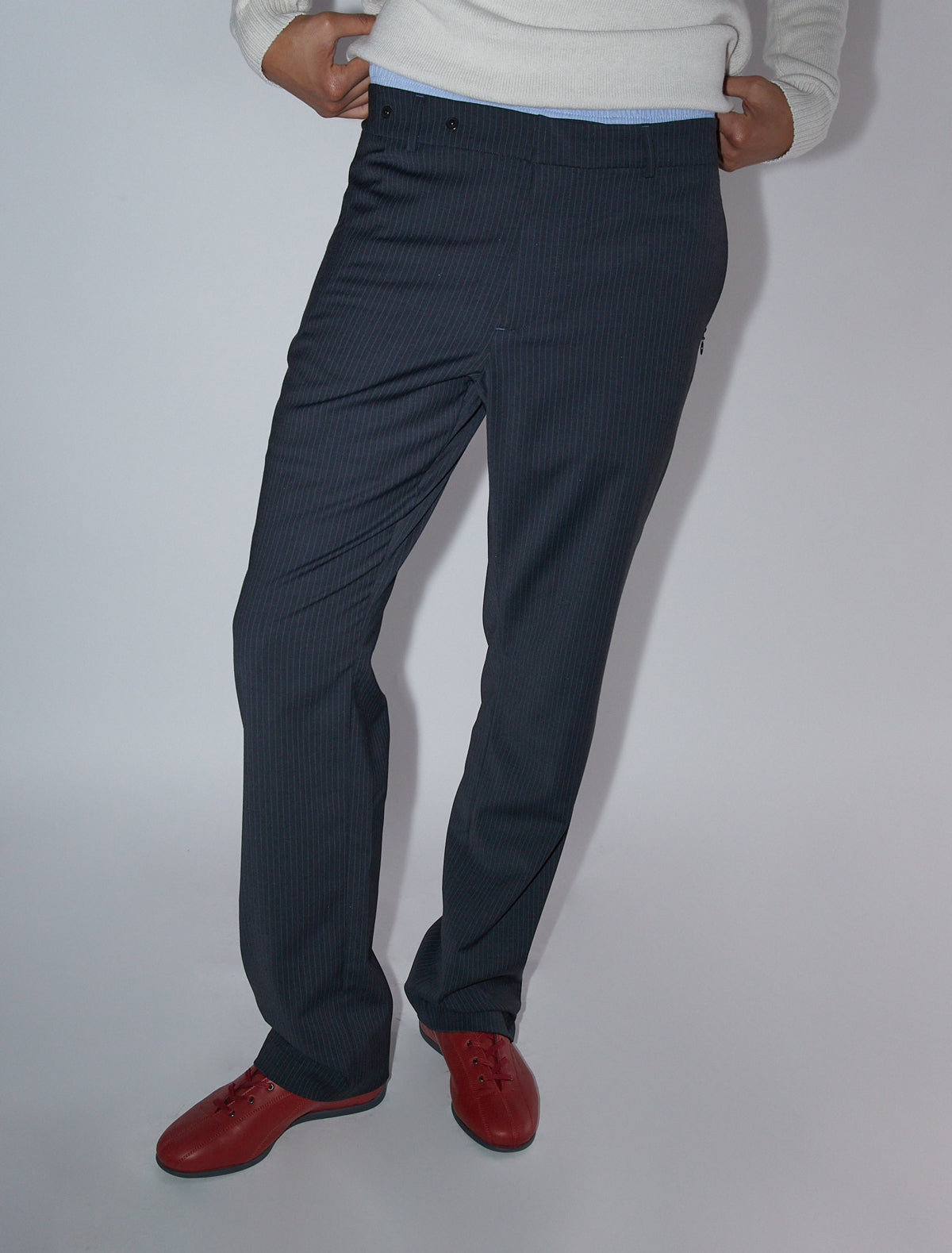 Paloma Wool SERGE-Men's straight-leg trousers featuring a waistband with three snap buttons on one side