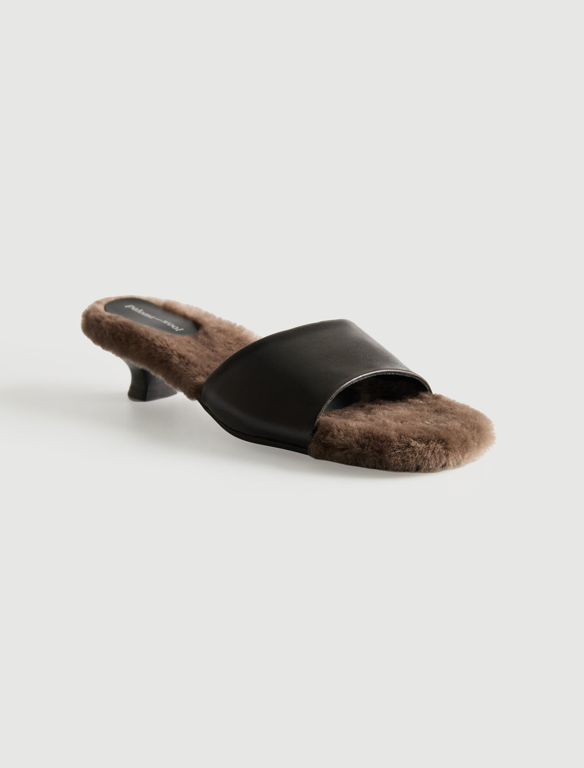 Anastasia slide sandal fur footbed wide shaped 3 cm kitten heel
