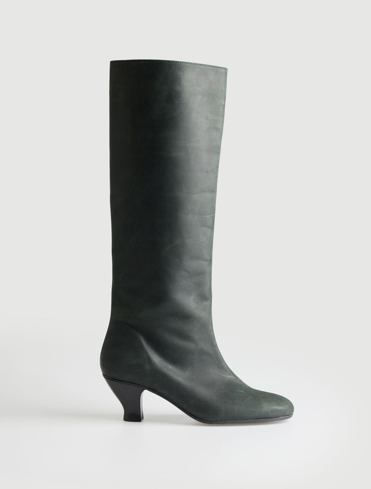 Cecilia leather boots heel painted contrasting color green