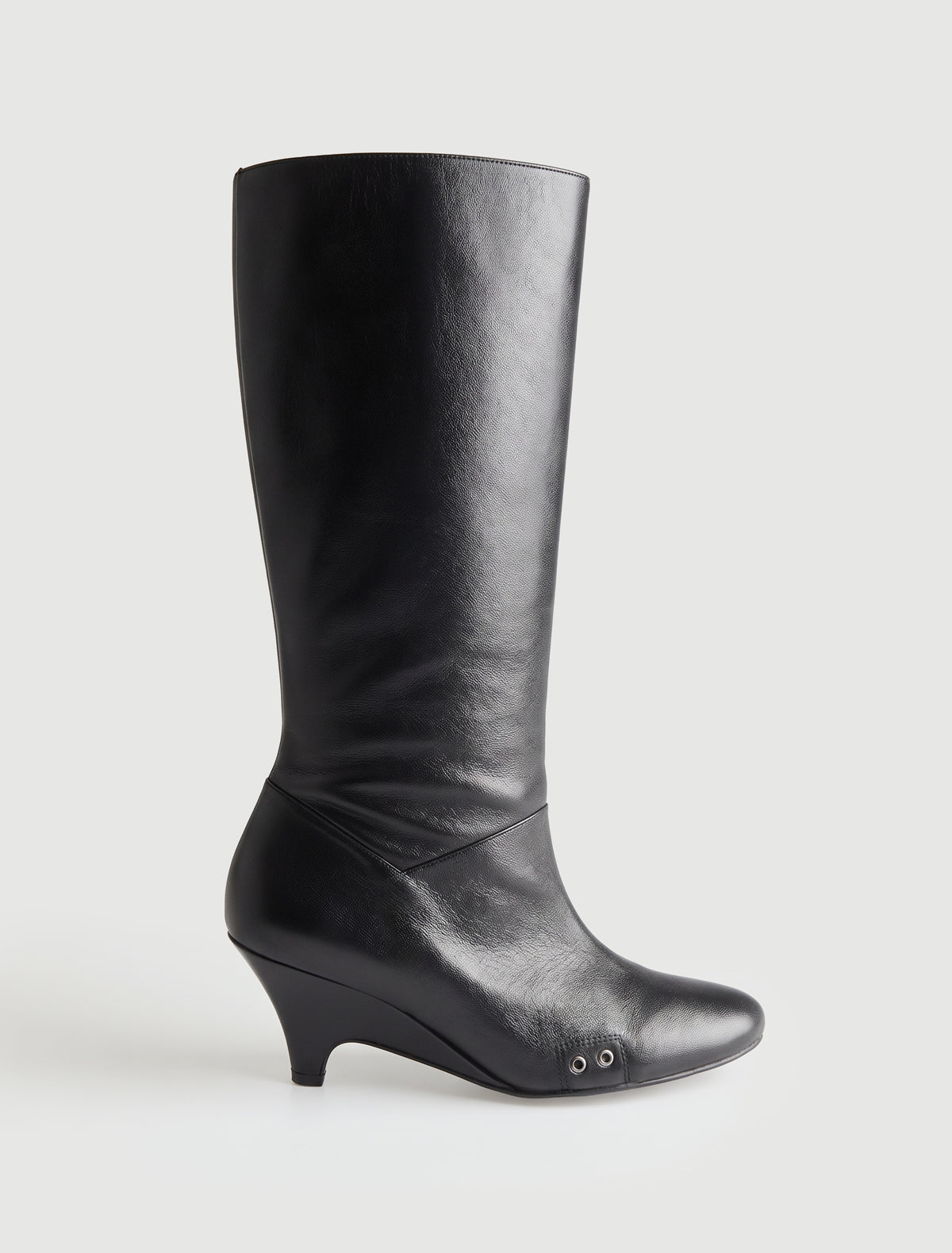 Joelia boot shaped wedge leather boot metal vent detailing black