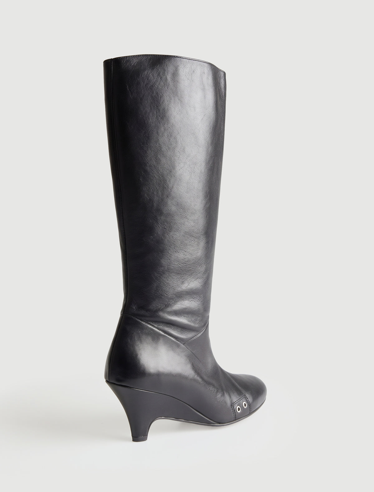 Joelia boot shaped wedge leather boot metal vent detailing black