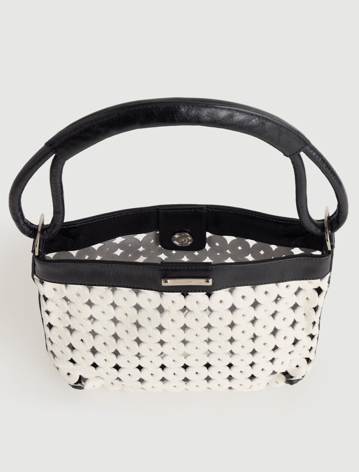 Ilona small u shaped shoulder bag double cord handles white