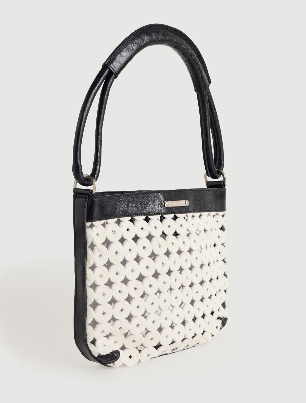 Ilona small u shaped shoulder bag double cord handles white
