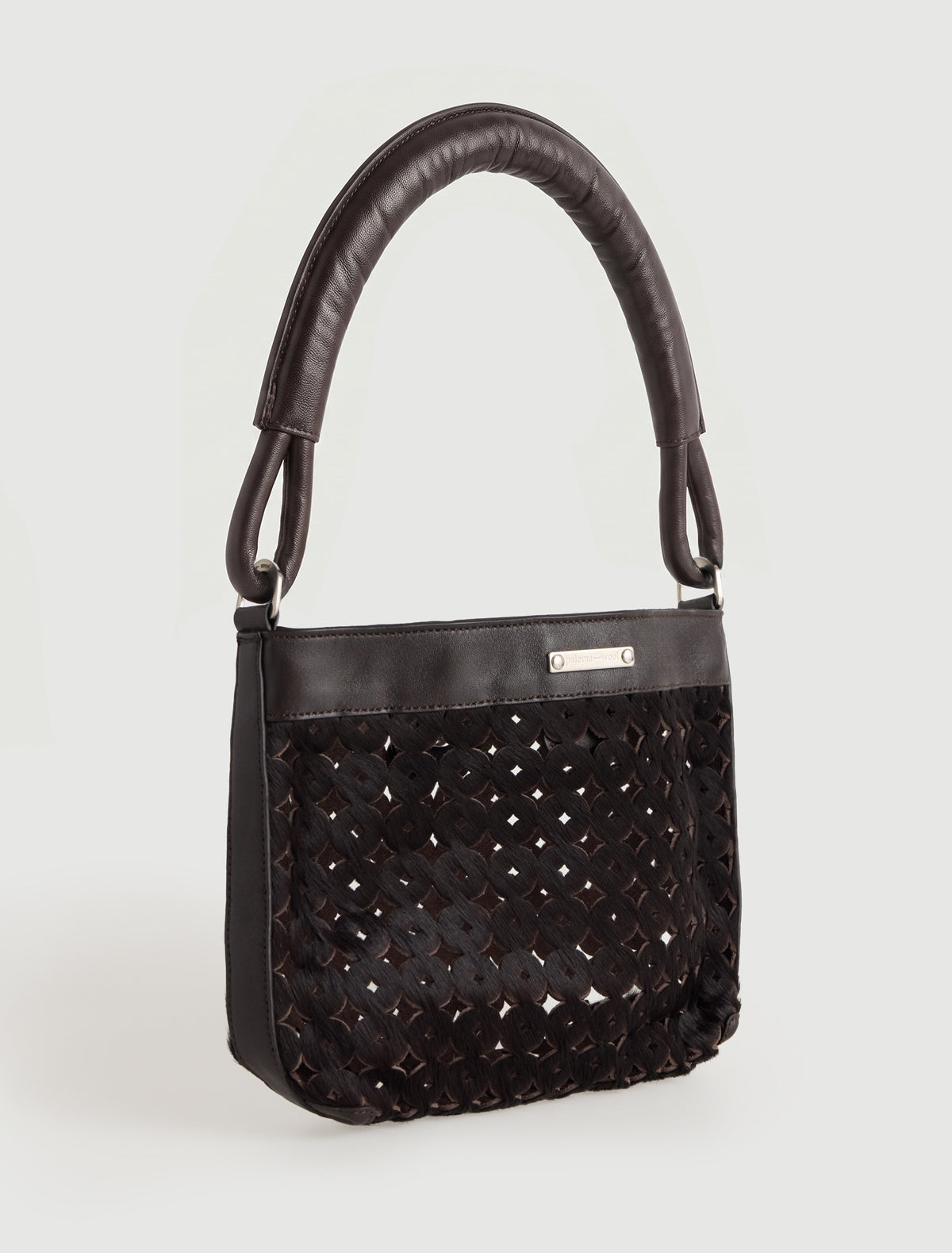 Ilona small u shaped shoulder bag double cord handles darkbrown