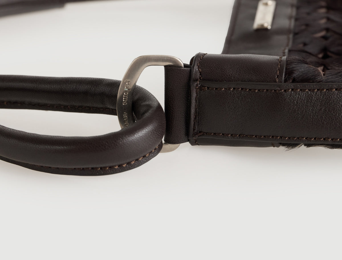 Ilona small u shaped shoulder bag double cord handles darkbrown