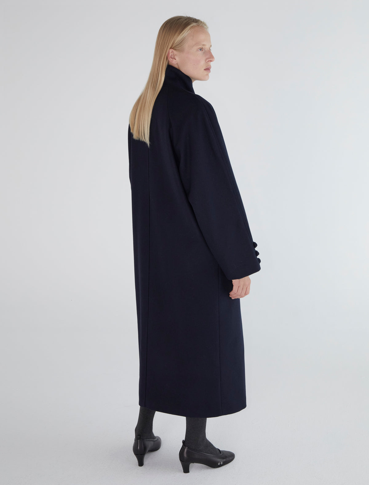 Debo long oversized wool coat navy