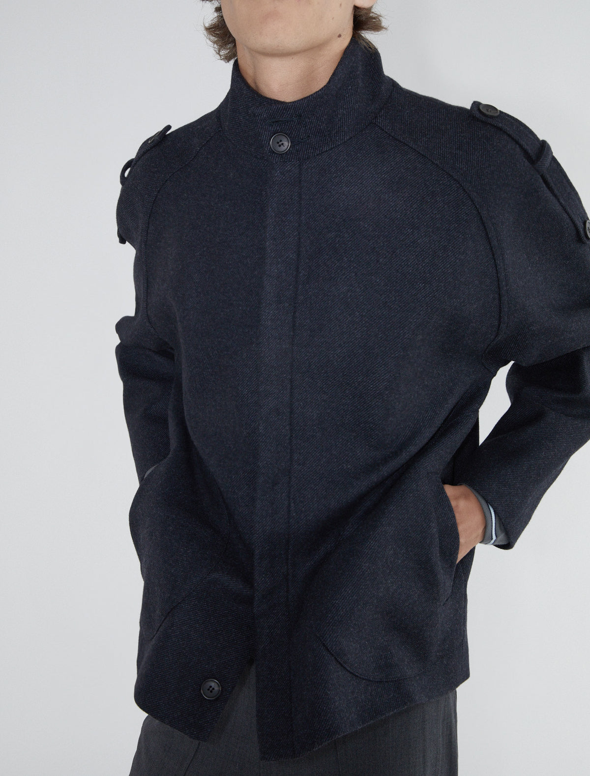 Ferro men woll jacket ranglan sleeves shoulder tabs