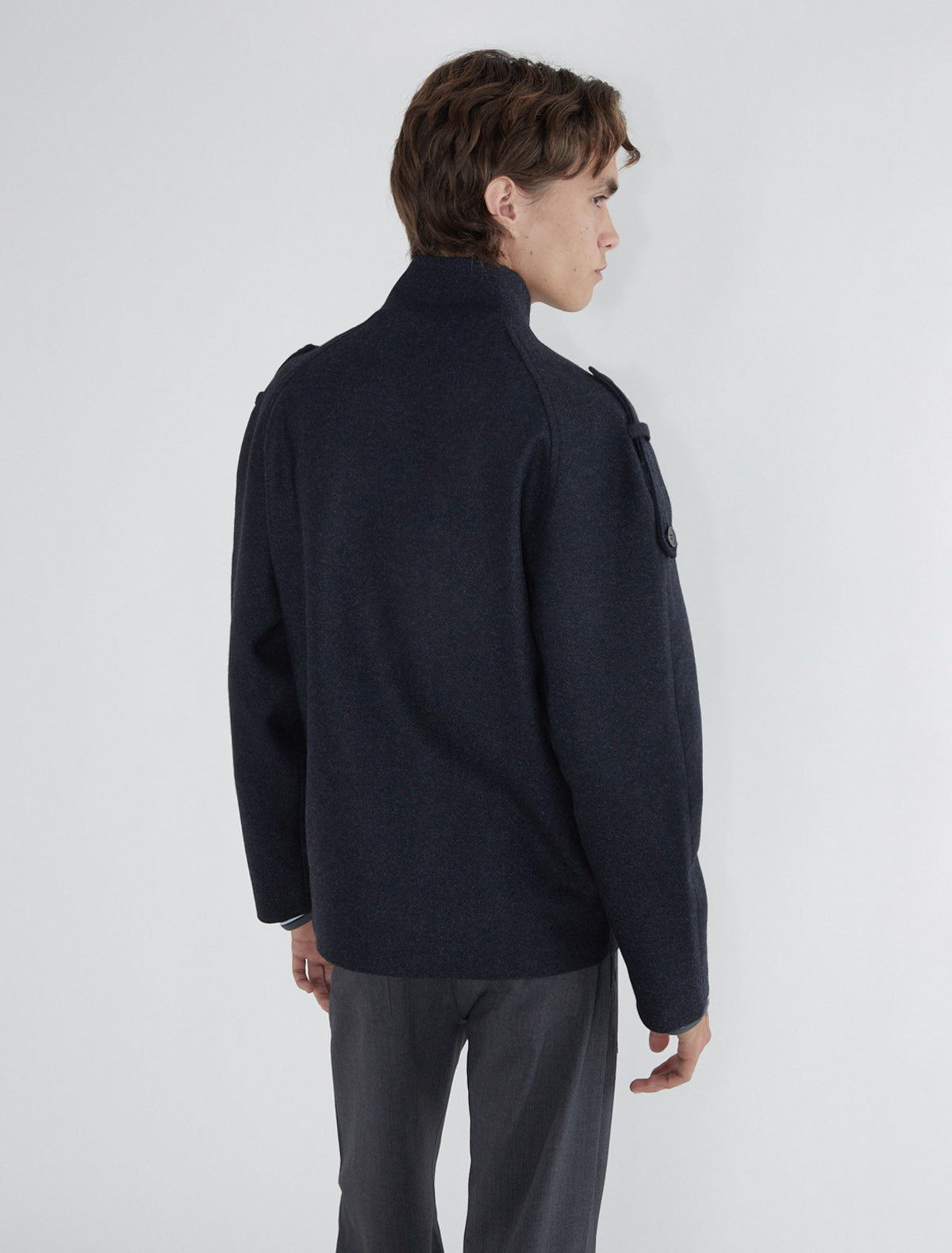 Ferro men woll jacket ranglan sleeves shoulder tabs