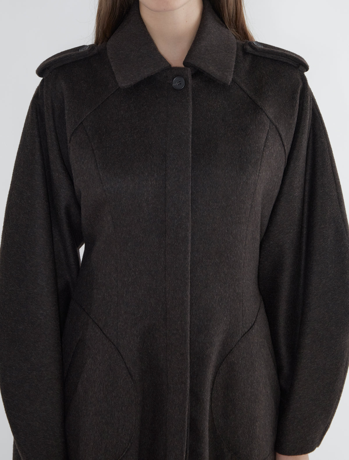 Isabel fitted wool coat puffy sleeves brown