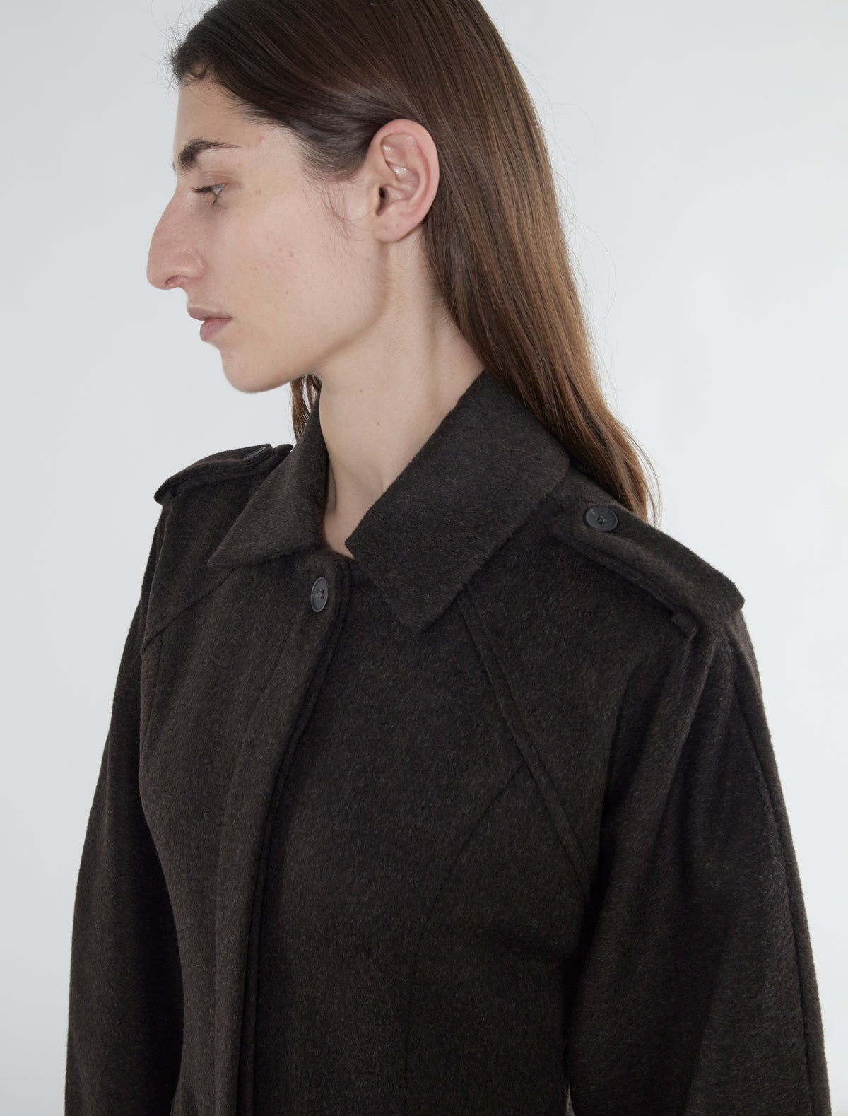 Isabel fitted wool coat puffy sleeves brown