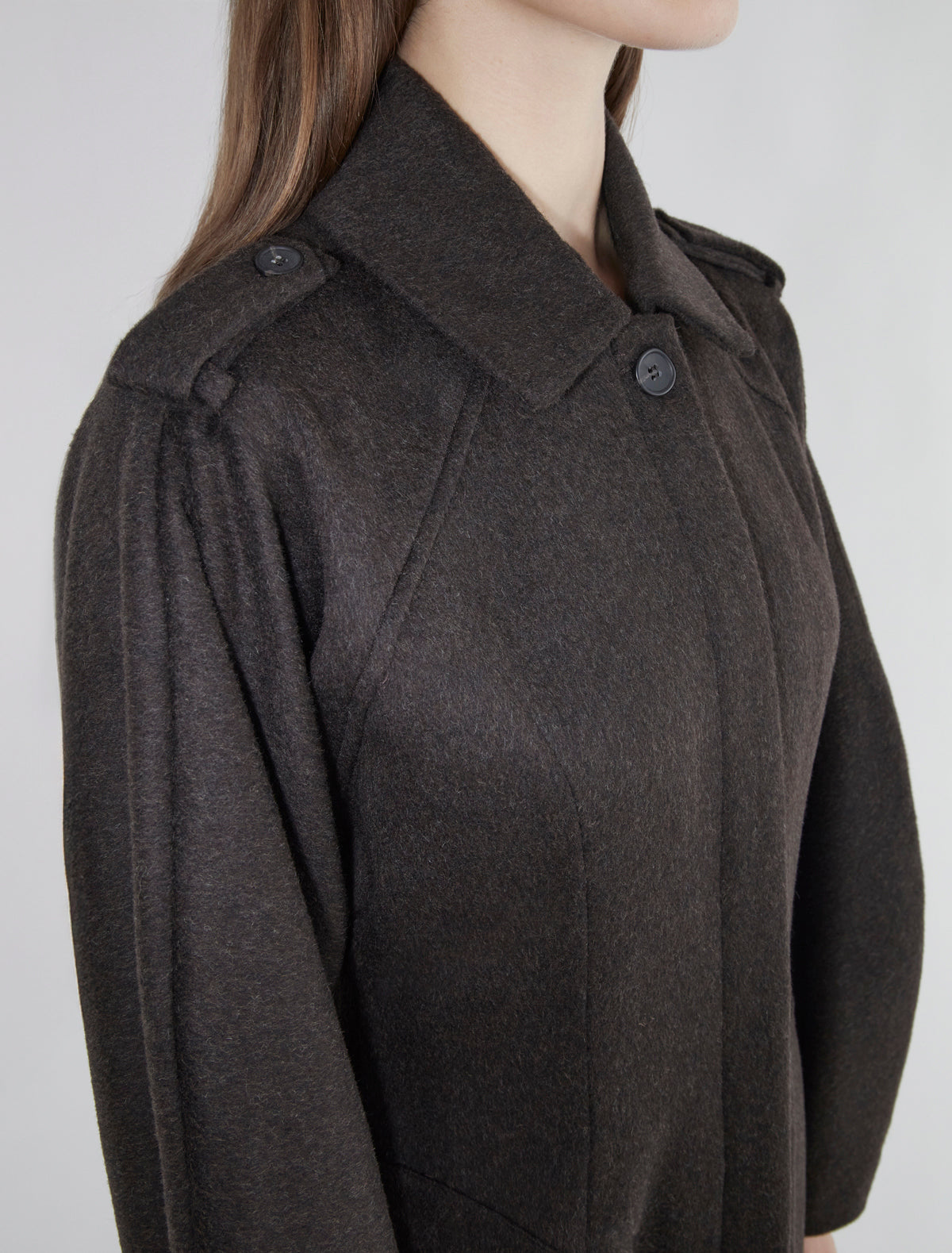 Isabel fitted wool coat puffy sleeves brown