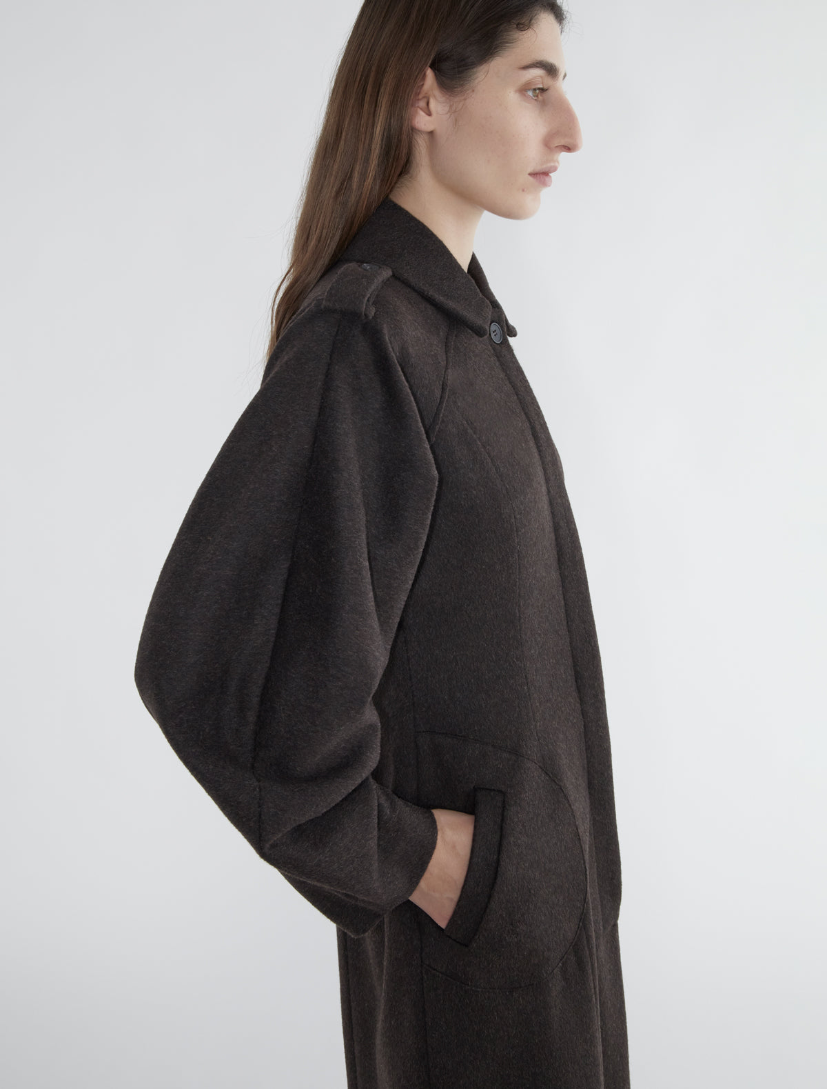 Isabel fitted wool coat puffy sleeves brown