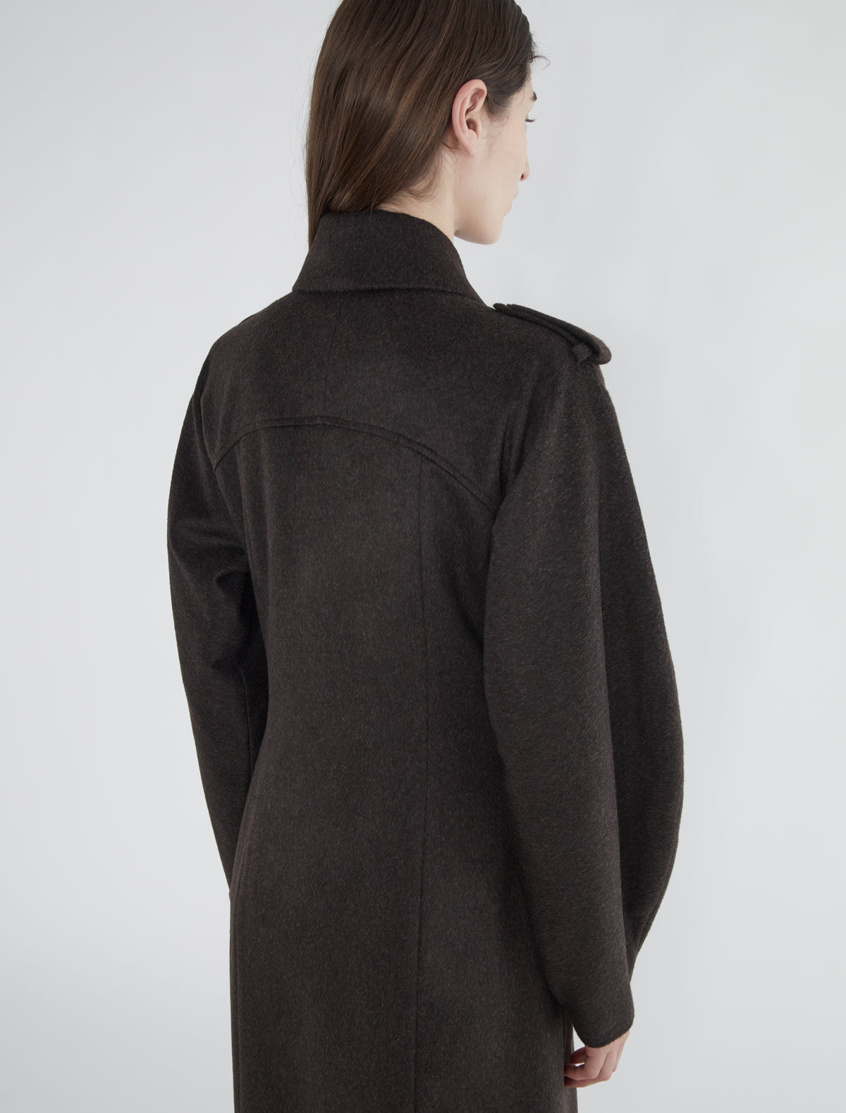 Isabel fitted wool coat puffy sleeves brown