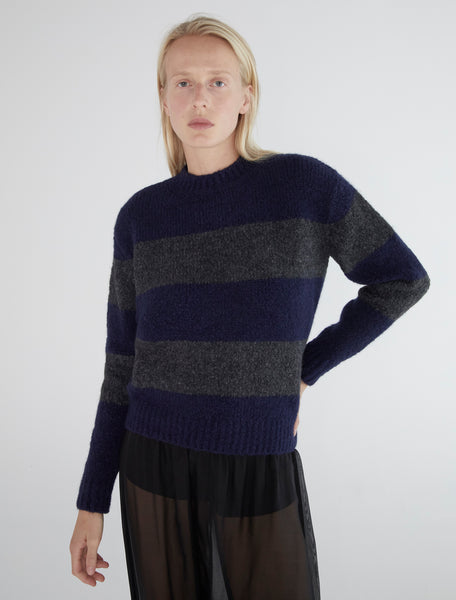 WALLY-Striped heavy knit sweater. Made of a warm, thick tricot