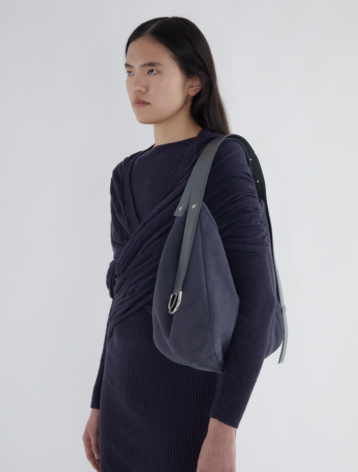 Emilie bag bucket bag belt inspired handle design navy