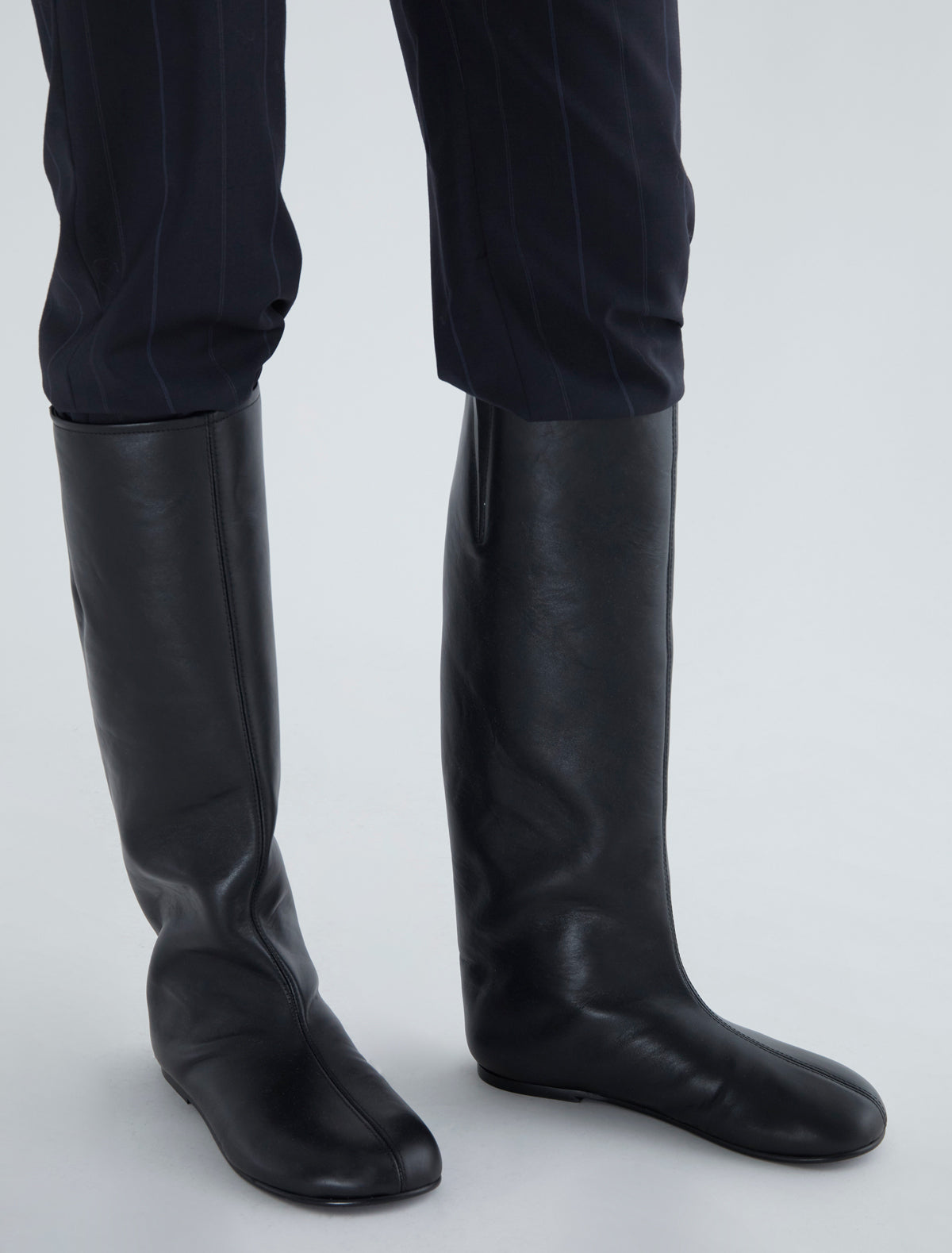 Napoli high straight leg pull on barefoot style boots black