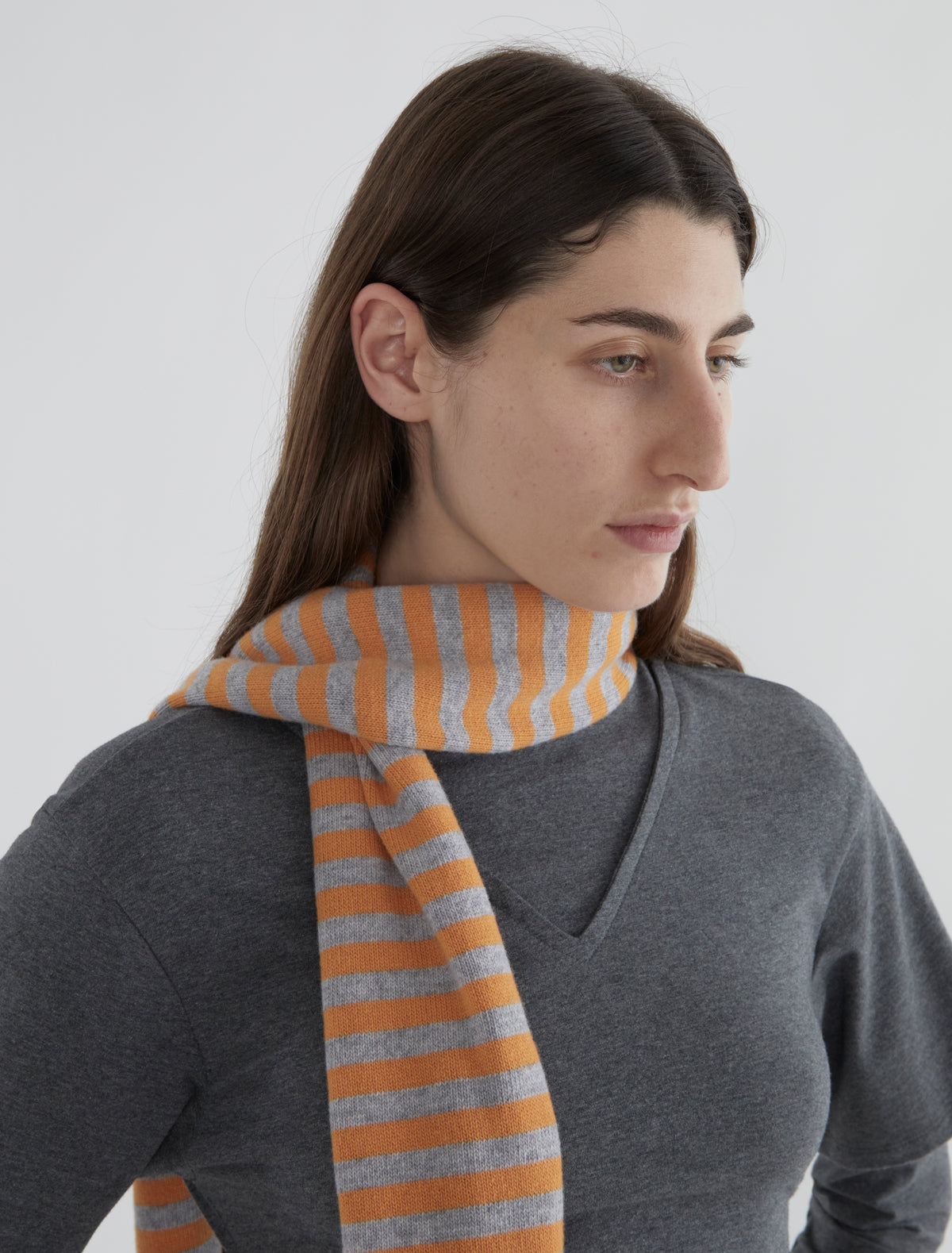 Bela warm wool striped scarf orange