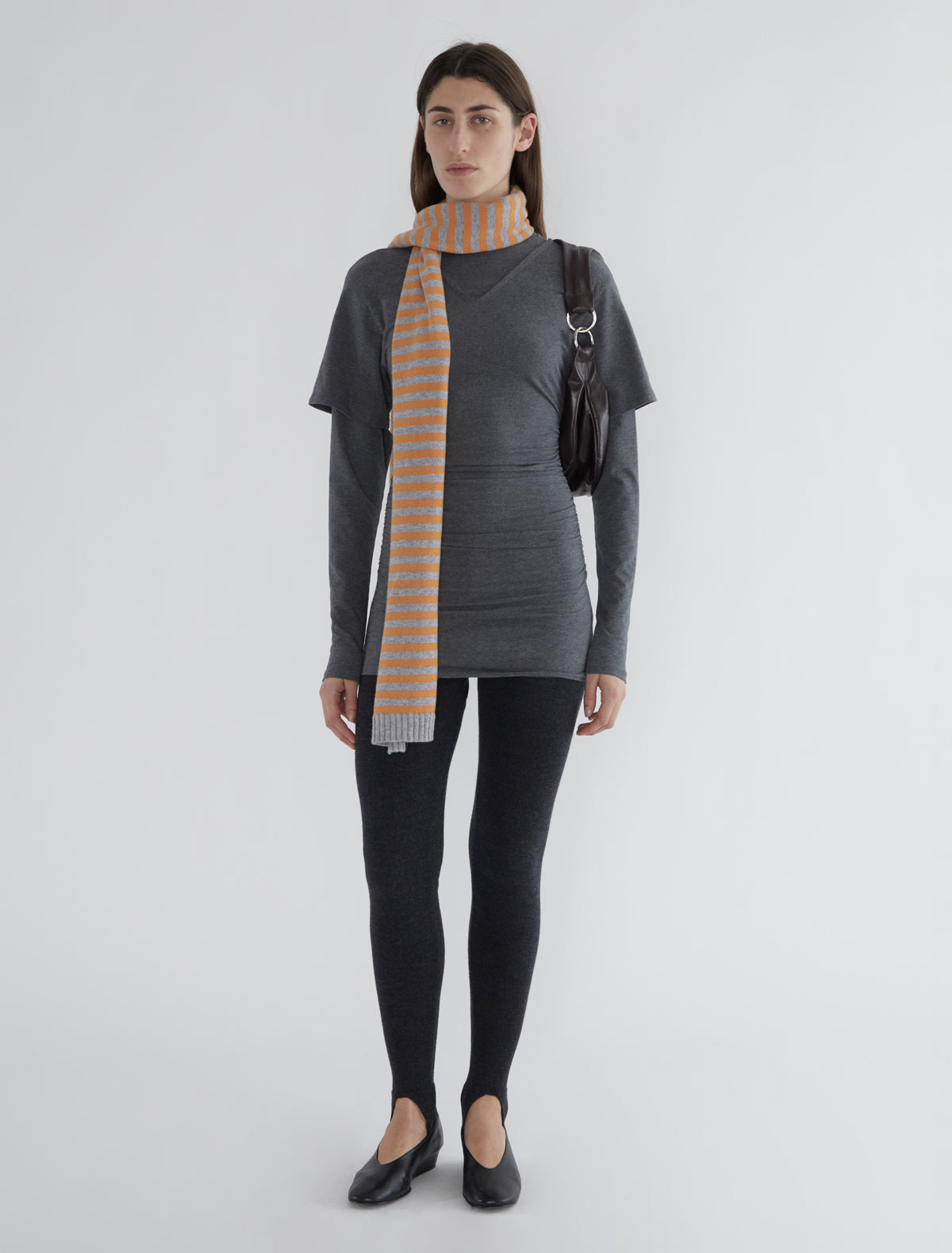 Bela warm wool striped scarf orange