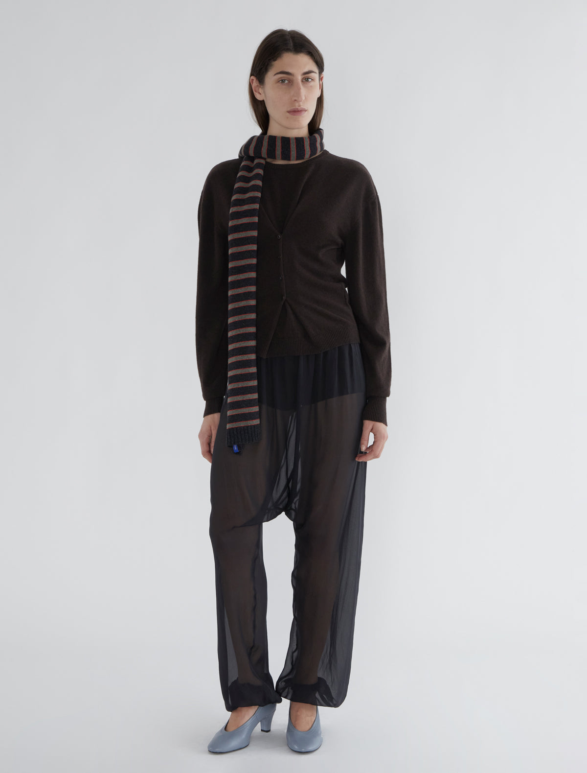 Bela warm wool striped scarf grey 2