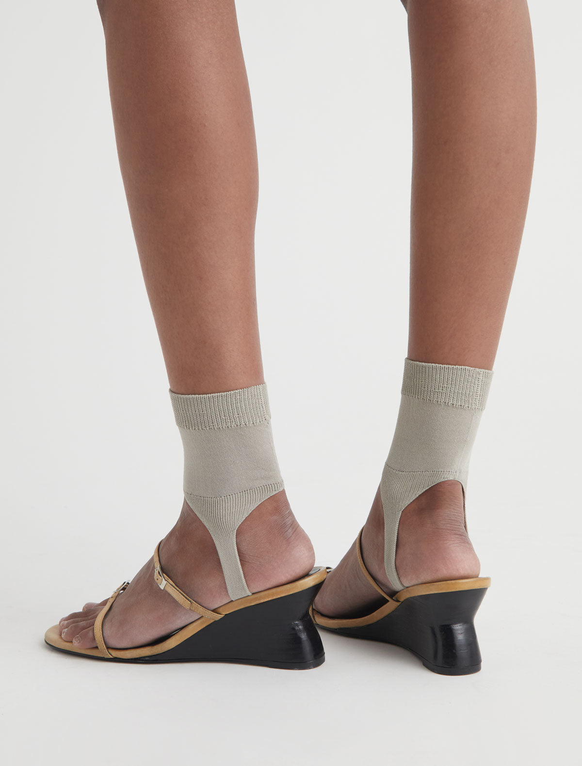 Dina short fuseau style knitted socks beige