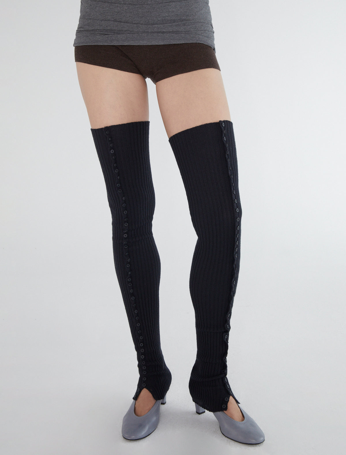 Long prior ribbed leg warmers darkgrey