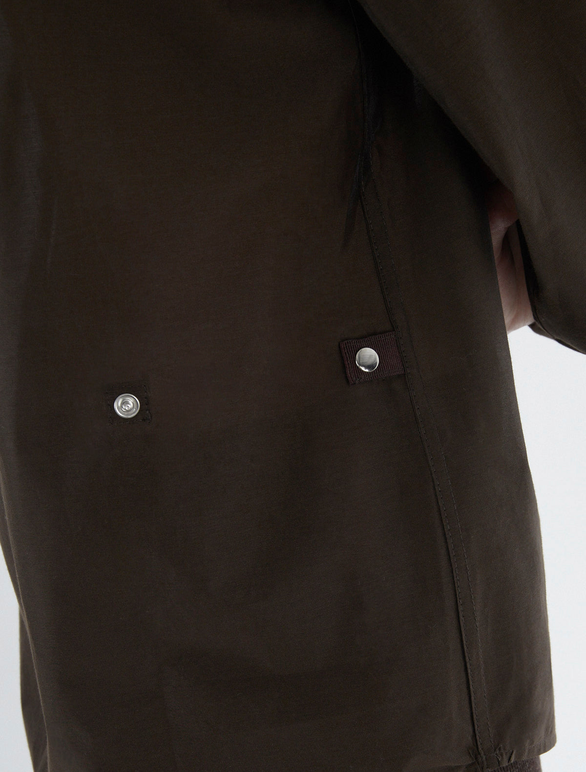 Ines cotton shirt ribbon tabs snap buttons brown