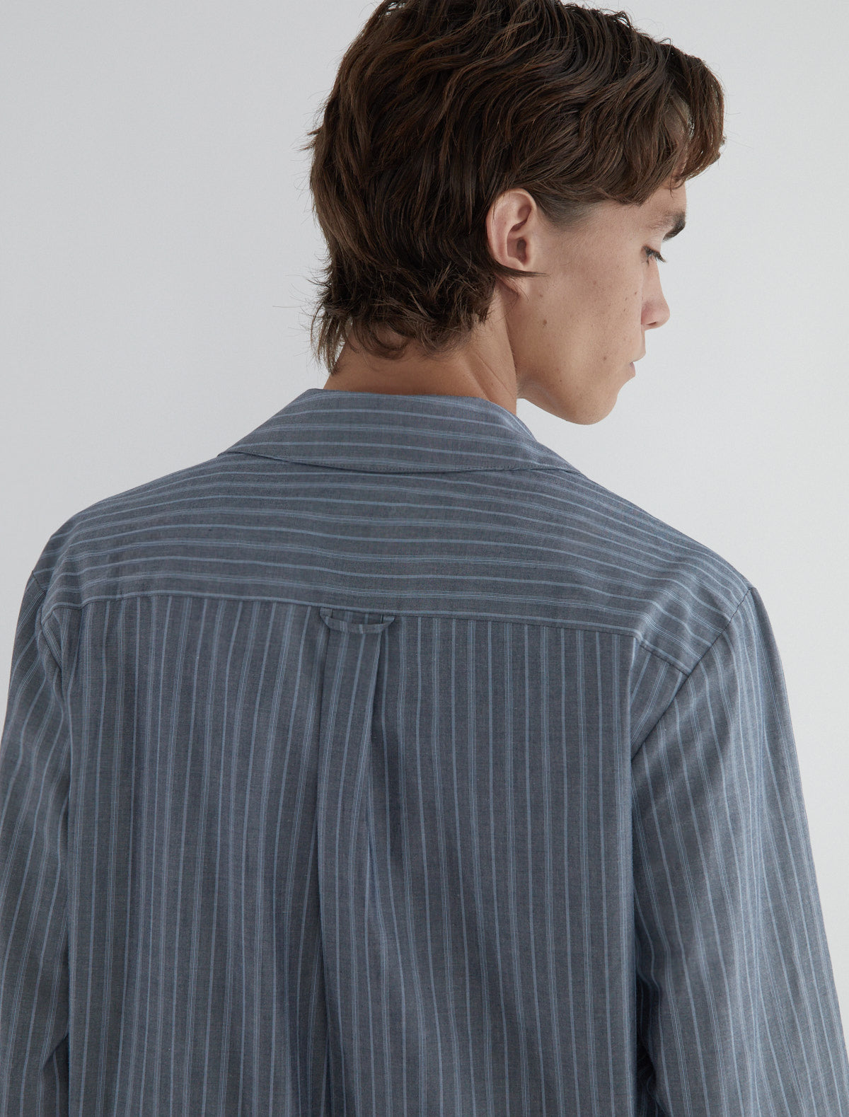 Long boa striped poplin men shirt