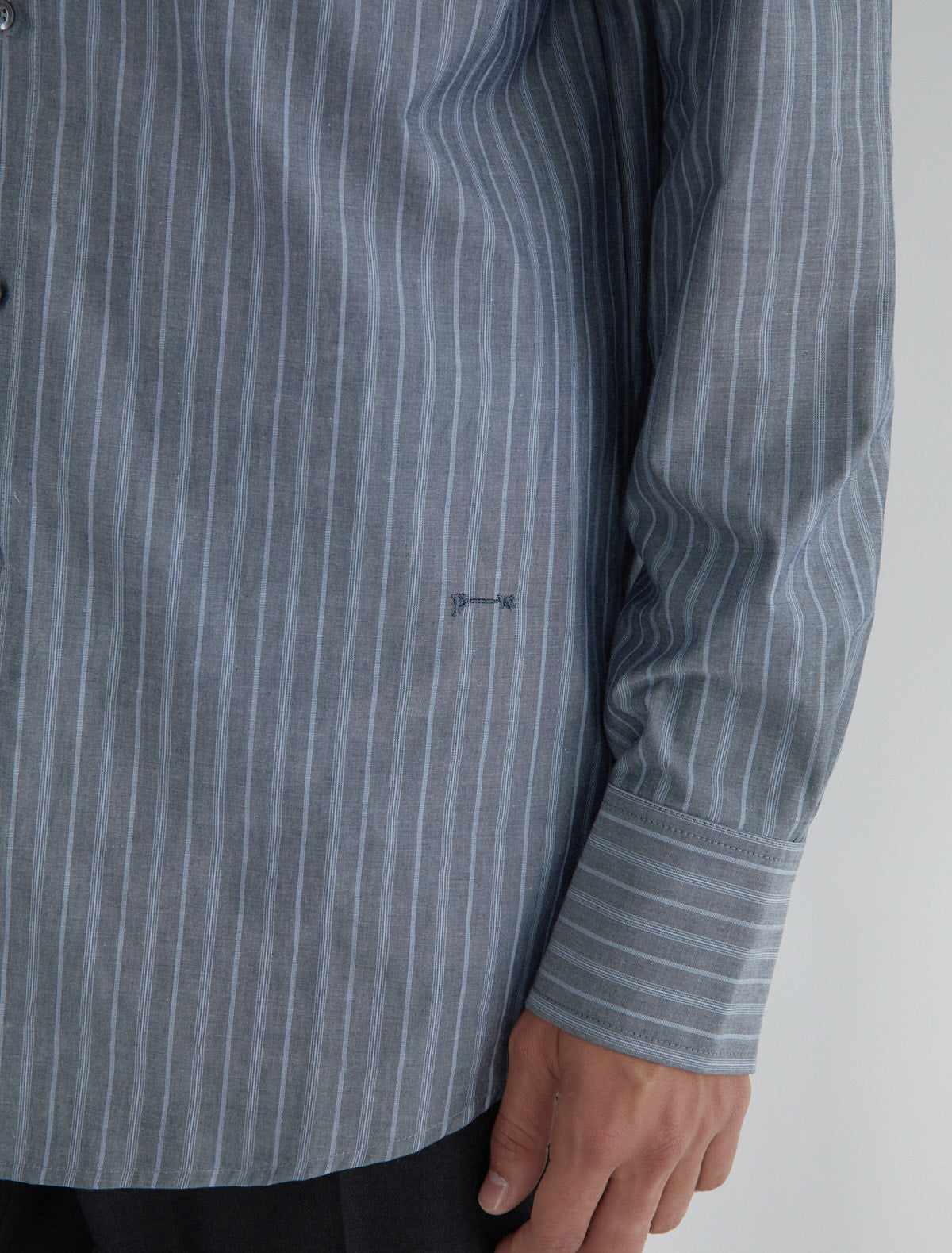 Long boa striped poplin men shirt