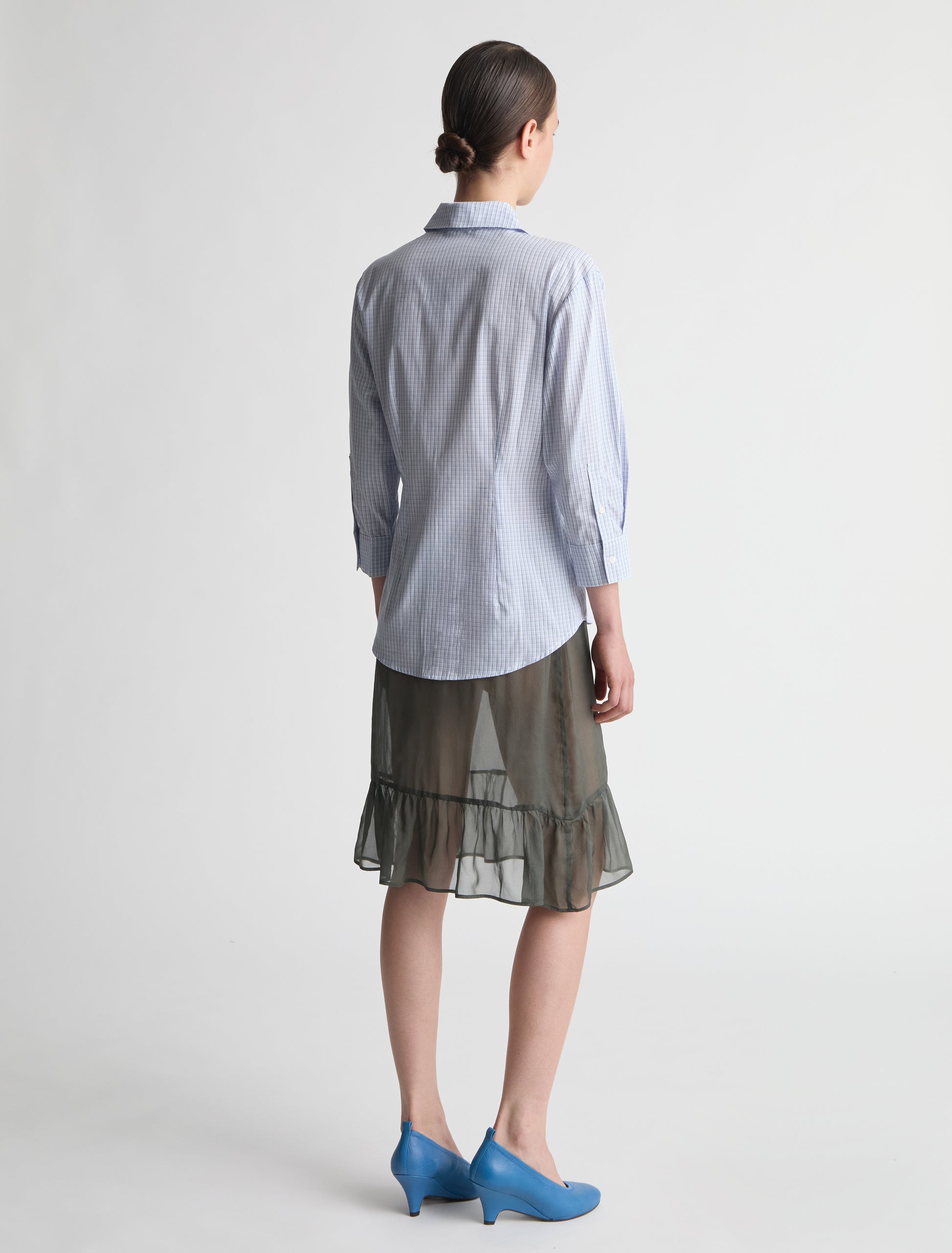 Bruna three quarter sleeve shirt fitted body blue