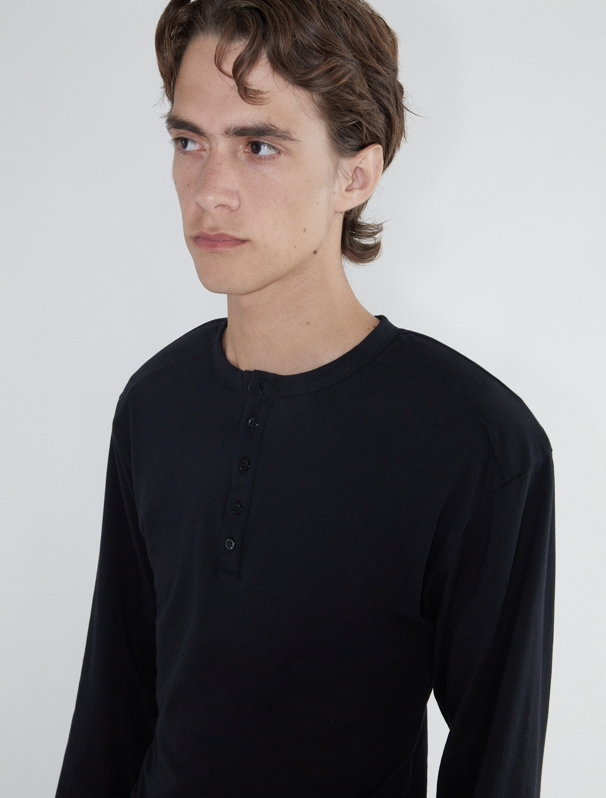 Ryno b men henley neck top cotton black